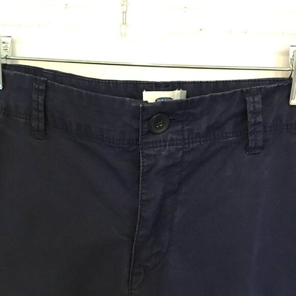 Old Navy Bermuda Shorts Cuffed Hem Cotton High Rise in Navy Blue Size 10 Pockets - Picture 3 of 6